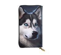 HYTTER Leather Wallet - Stylish and Durable Wallet for Women with Multiple Compartments and Zipper Design Husky Dog Pattern, Black, One Size