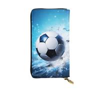 HYTTER Leather Wallet - Stylish and Durable Wallet for Women with Multiple Compartments and Zipper Design soccer ball background Pattern, Black, One Size