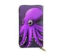 HYTTER Leather Wallet - Stylish and Durable Wallet for Women with Multiple Compartments and Zipper Design Purple Octopus Pattern, Black, One Size