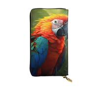 HYTTER Leather Wallet - Stylish and Durable Wallet for Women with Multiple Compartments and Zipper Design Tropical parrot Pattern, Black, One Size