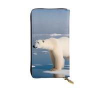 HYTTER Leather Wallet - Stylish and Durable Wallet for Women with Multiple Compartments and Zipper Design Polar Bear Ice Pattern, Black, One Size