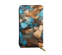 HYTTER Leather Wallet - Stylish and Durable Wallet for Women with Multiple Compartments and Zipper Design Abstract Blue Brown Pattern, Black, One Size