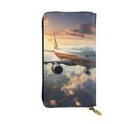 HYTTER Leather Wallet - Stylish and Durable Wallet for Women with Multiple Compartments and Zipper Design Airplanes are soaring Pattern, Black, One Size
