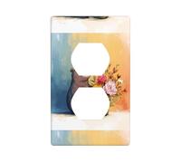 HYTTER Little Bear Next to The Bouquet Printing Double Socket Wall Panel Electrical Socket Cover Plate Shatter Decoration Durable 4.5x2.76in