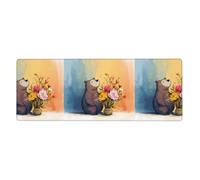 HYTTER Little Bear Next to The Bouquet Printing Extra Large Mouse pad Mousepad Computer Office Gaming Keyboard Thickened Version 12x31.5in