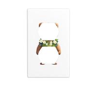 HYTTER Little Bear Wearing Flower Clothes Printing Double Socket Wall Panel Electrical Socket Cover Plate Shatter Decoration Durable 4.5x2.76in