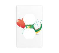 HYTTER Little Crocodile Spitting Love Printing Double Socket Wall Panel Electrical Socket Cover Plate Shatter Decoration Durable 4.5x2.76in