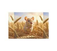 HYTTER Little Mouse in The Wheat Field Prints Placemats Set of 6 12x18in - Premium Quality Heat Resistant Table Mats for Dining Table Decor