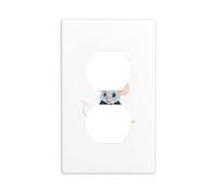 HYTTER Little Mouse Stealing Oil Printing Double Socket Wall Panel Electrical Socket Cover Plate Shatter Decoration Durable 4.5x2.76in