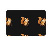 HYTTER Little Squirrel Running on The Wheel Printed Crystal Velvet Lock Edge Floor mat, Bedroom Carpet, Parlor, Dormitory Home Decoration