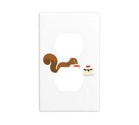 HYTTER Little Squirrel Steals Cake Printing Double Socket Wall Panel Electrical Socket Cover Plate Shatter Decoration Durable 4.5x2.76in