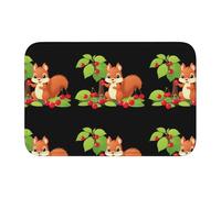 HYTTER Little Squirrel Under The Cherry Tree Printed Crystal Velvet Lock Edge Floor mat, Bedroom Carpet, Parlor, Dormitory Home Decoration