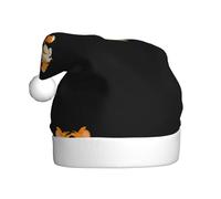 HYTTER Little tiger beating the gong Prints Christmas Hat for Adult Soft and Fluffy Brim, Lightweight Comfort