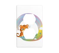 HYTTER Little Tiger Sitting on a Rainbow Printing Double Socket Wall Panel Electrical Socket Cover Plate Shatter Decoration Durable 4.5x2.76in