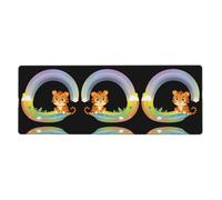HYTTER Little Tiger Sitting on a Rainbow Printing Extra Large Mouse pad Mousepad Computer Office Gaming Keyboard Thickened Version 12x31.5in