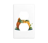 HYTTER Little Turtle in The Pumpkin Lantern Printing Double Socket Wall Panel Electrical Socket Cover Plate Shatter Decoration Durable 4.5x2.76in