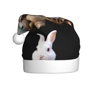 HYTTER Little white rabbit on the back of a turtle Prints Christmas Hat for Adult Soft and Fluffy Brim, Lightweight Comfort