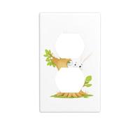 HYTTER Little White Rabbit on The Tree Printing Double Socket Wall Panel Electrical Socket Cover Plate Shatter Decoration Durable 4.5x2.76in