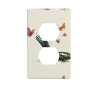 HYTTER Lizard catching Butterflies Printing Double Socket Wall Panel Electrical Socket Cover Plate Shatter Decoration Durable 4.5x2.76in