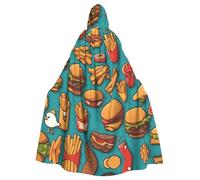 HYTTER lots of cartoon burger fries Prints Halloween Hooded Poncho Adults Cloak Party Decoration Parties Mardi Gras Costume Easy Care Durable