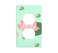 HYTTER Lotus Flowers Waiting to Bloom Printing Double Socket Wall Panel Electrical Socket Cover Plate Shatter Decoration Durable 4.5x2.76in