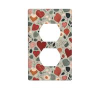 HYTTER Love Green Plants Printing Double Socket Wall Panel Electrical Socket Cover Plate Shatter Decoration Durable 4.5x2.76in