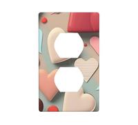 HYTTER Love Pattern Printing Double Socket Wall Panel Electrical Socket Cover Plate Shatter Decoration Durable 4.5x2.76in
