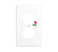HYTTER Love Rose Bunny Printing Double Socket Wall Panel Electrical Socket Cover Plate Shatter Decoration Durable 4.5x2.76in