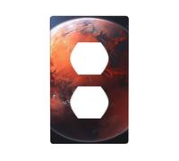 HYTTER Mars Planet Printing Double Socket Wall Panel Electrical Socket Cover Plate Shatter Decoration Durable 4.5x2.76in