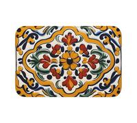 HYTTER Mexican Ceramic Tile Printed Crystal Velvet Lock Edge Floor mat, Bedroom Carpet, Parlor, Dormitory Home Decoration