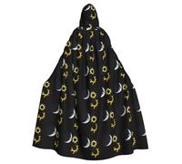 HYTTER Moon and Sun Prints Halloween Hooded Poncho Adults Cloak Party Decoration Parties Mardi Gras Costume Easy Care Durable