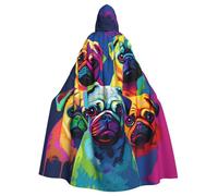 HYTTER Multiple Dogs Pop Art PUgs Prints Halloween Hooded Poncho Adults Cloak Party Decoration Parties Mardi Gras Costume Easy Care Durable