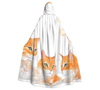 HYTTER Orange Cats Prints Halloween Hooded Poncho Adults Cloak Party Decoration Parties Mardi Gras Costume Easy Care Durable