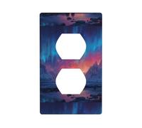 HYTTER Penguin Under The Aurora Printing Double Socket Wall Panel Electrical Socket Cover Plate Shatter Decoration Durable 4.5x2.76in