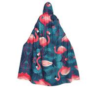 HYTTER pink flamingo Prints Halloween Hooded Poncho Adults Cloak Party Decoration Parties Mardi Gras Costume Easy Care Durable