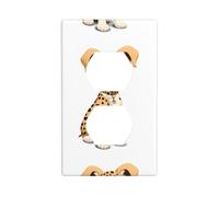 HYTTER Puppy in Leopard Print Clothes Printing Double Socket Wall Panel Electrical Socket Cover Plate Shatter Decoration Durable 4.5x2.76in