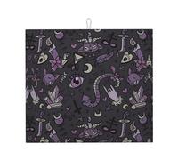 Hytter Purple Black Goth Spooky Kitchen Countertop Absorbent Mat : Water Absorbent, Non-Slip, Reversible With Lanyard For Hanging 18 X 16 In
