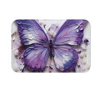 HYTTER Purple Oil Painting Butterfly Printed Crystal Velvet Lock Edge Floor mat, Bedroom Carpet, Parlor, Dormitory Home Decoration