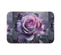 HYTTER Purple Rose Printed Crystal Velvet Lock Edge Floor mat, Bedroom Carpet, Parlor, Dormitory Home Decoration