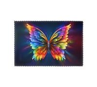 HYTTER Rainbow Butterfly Prints Placemats Set of 6 12x18in - Premium Quality Heat Resistant Table Mats for Dining Table Decor
