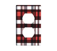 HYTTER Red Black Buffalo Check Plaid Pattern Printing Double Socket Wall Panel Electrical Socket Cover Plate Shatter Decoration Durable 4.5x2.76in