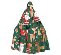HYTTER Santa Claus and Christmas deer Prints Halloween Hooded Poncho Adults Cloak Party Decoration Parties Mardi Gras Costume Easy Care Durable