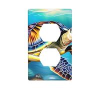 HYTTER Sea Turtles Diamond Painting Printing Double Socket Wall Panel Electrical Socket Cover Plate Shatter Decoration Durable 4.5x2.76in