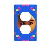 HYTTER Smiley Yellow Pear Printing Double Socket Wall Panel Electrical Socket Cover Plate Shatter Decoration Durable 4.5x2.76in