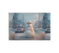 HYTTER Snowman in The Street Prints Placemats Set of 6 12x18in - Premium Quality Heat Resistant Table Mats for Dining Table Decor