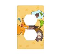 HYTTER Sunflower Seed Squirrel Printing Double Socket Wall Panel Electrical Socket Cover Plate Shatter Decoration Durable 4.5x2.76in
