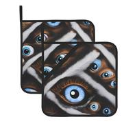 HYTTER The Evil Eye Looked Printed Square Insulated Pot Holder Set of 2 8x8 in Anti-scalding and Heat-Insulating Waterproof