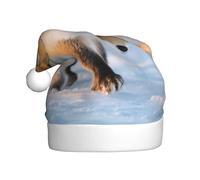 HYTTER The Fox Who Stepped on Snow Prints Christmas Hat for Adult Soft and Fluffy Brim, Lightweight Comfort