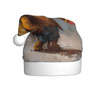 HYTTER The little bear traveling around the world Prints Christmas Hat for Adult Soft and Fluffy Brim, Lightweight Comfort