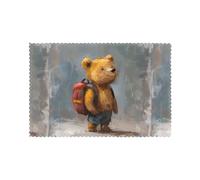 HYTTER The Little Bear Traveling Around The World Prints Placemats Set of 6 12x18in - Premium Quality Heat Resistant Table Mats for Dining Table Decor